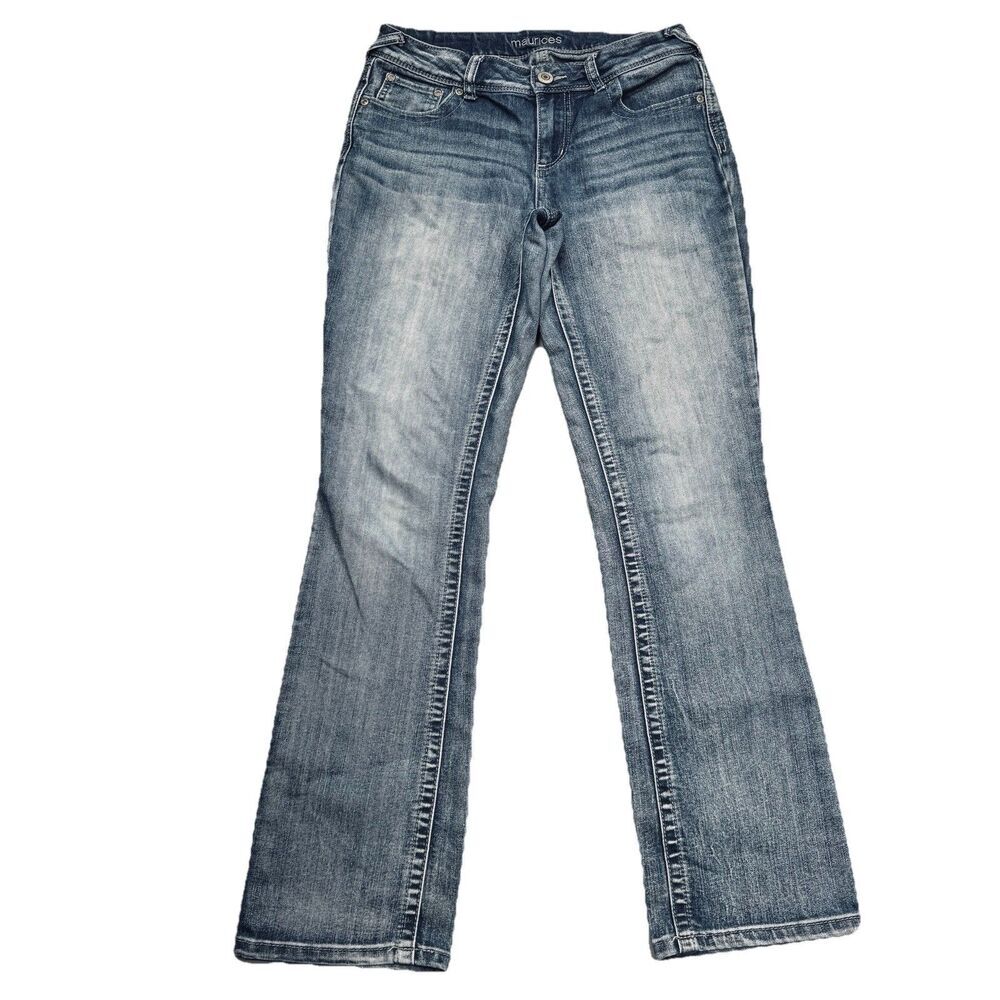 Maurices Straight Leg Jeans 6 Blue Denim Stretch Womens Measures 29 x 30.5